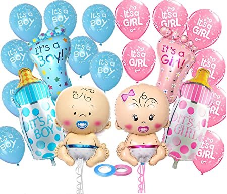 BubbleTrouble.in Baby Shower Latex Balloons, Pack Of 26, Blue & Pink